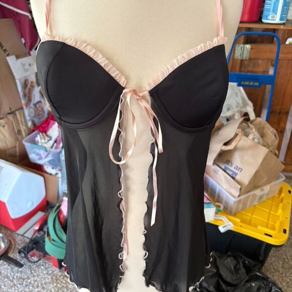 Black and pink Victoria’s Secret baby doll slip - Picture 1 of 3